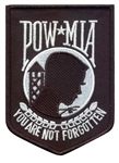 POW/MIA PATCH, BLACK & WHITE, W/ HOOK VELCRO