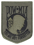 POW/MIA PATCH, OD GREEN / BLACK, W/ HOOK VELCRO