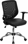 NEW Mid-Back Black Office Chair with Mesh Back and Italian Leather Seat