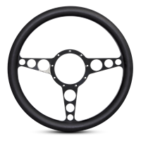 Steering Wheel Racer Billet Aluminum -Black Anodized Spokes /Black Grip