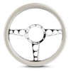 Steering Wheel Racer Billet Aluminum -Chrome Plated Spokes /White Grip