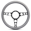 Steering Wheel Racer Billet Aluminum -Gloss Black Spokes /Grey Grip
