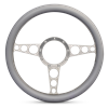 Steering Wheel Racer Billet Aluminum -Clear Anodized Spokes /Grey Grip