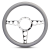 Steering Wheel Racer Billet Aluminum -Chrome Plated Spokes /Grey Grip
