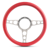 Steering Wheel Racer Billet Aluminum -Clear Anodized Spokes /Red Grip