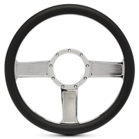 Steering Wheel Linear Billet Aluminum -Polished Spokes/Black Grip