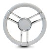 Steering Wheel Corerra Symmetrical Billet Aluminum Full Wrap-Polished Spokes /White Grip