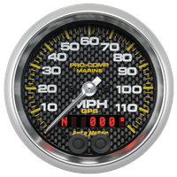 Gps Hp Speedometer With Display 120mph 3-3/8" Carbon Fiber