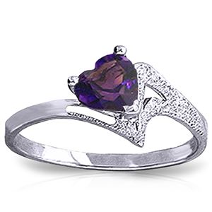 ALARRI 0.75 Carat 14K Solid White Gold Ring Natural Purple Amethyst