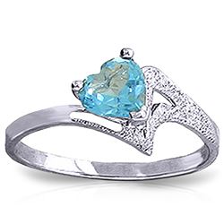 ALARRI 0.95 Carat 14K Solid White Gold Ring Natural Blue Topaz