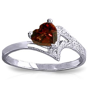 ALARRI 0.9 Carat 14K Solid White Gold Ring Natural Garnet