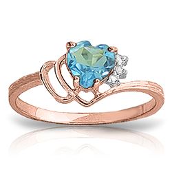 ALARRI 0.97 CTW 14K Solid Rose Gold Ring Natural Diamond Blue Topaz