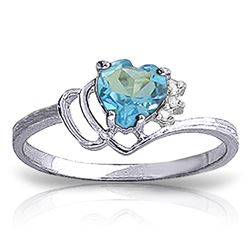 ALARRI 0.97 CTW 14K Solid White Gold Ring Natural Diamond Blue Topaz