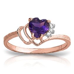 ALARRI 0.97 CTW 14K Solid Rose Gold Ring Natural Diamond Purple Amethyst