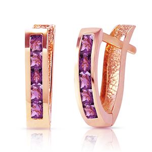 ALARRI 0.85 CTW 14K Solid Rose Gold Oval Huggie Earrings Purple Amethyst