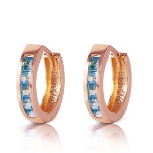 ALARRI 1.2 CTW 14K Solid Rose Gold Hoop Huggie Earrings Blue Topaz