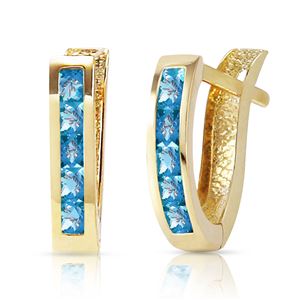 ALARRI 1.2 Carat 14K Solid Gold Oval Huggie Earrings Blue Topaz