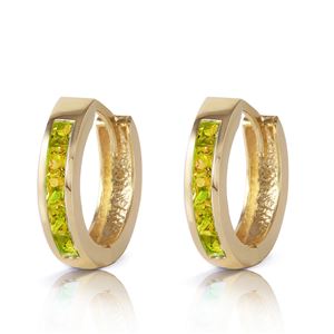 ALARRI 1 Carat 14K Solid Gold Hoop Huggie Earrings Peridot