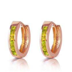 ALARRI 1 CTW 14K Solid Rose Gold Hoop Huggie Earrings Peridot