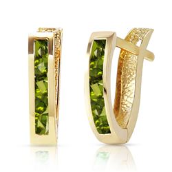 ALARRI 1 CTW 14K Solid Gold Oval Huggie Earrings Peridot