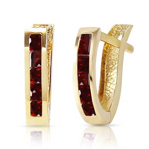 ALARRI 1.3 Carat 14K Solid Gold Oval Huggie Earrings Garnet