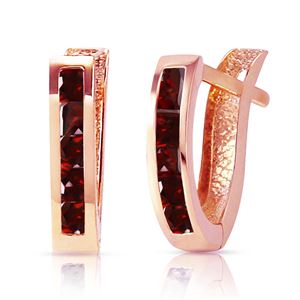 ALARRI 1.3 Carat 14K Solid Rose Gold Oval Huggie Earrings Garnet