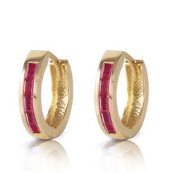 ALARRI 1.3 Carat 14K Solid Gold Hoop Earrings Natural Ruby