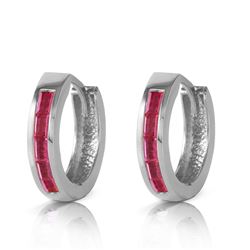 ALARRI 1.3 Carat 14K Solid White Gold Hoop Earrings Natural Ruby