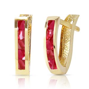 ALARRI 1.3 CTW 14K Solid Gold Oval Huggie Earrings Ruby