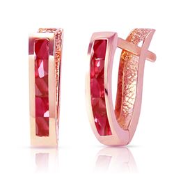 ALARRI 1.3 Carat 14K Solid Rose Gold Oval Huggie Earrings Ruby