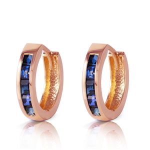 ALARRI 1.3 CTW 14K Solid Rose Gold Hoop Earrings Natural Sapphire