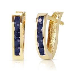 ALARRI 1.3 Carat 14K Solid Gold Oval Huggie Earrings Sapphire