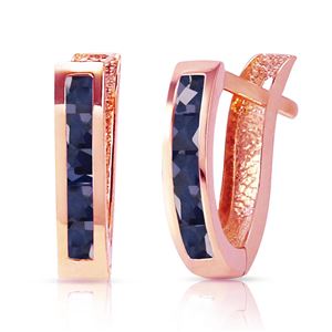 ALARRI 1.3 Carat 14K Solid Rose Gold Oval Huggie Earrings Sapphire