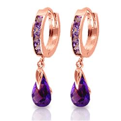 ALARRI 3.3 CTW 14K Solid Rose Gold Huggie Earrings Dangling Amethyst