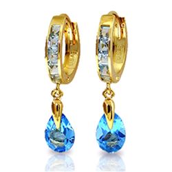 ALARRI 4.2 Carat 14K Solid Gold Huggie Earrings Dangling Blue Topaz