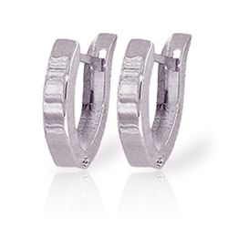 ALARRI 14K Solid White Gold Oval Hoop Huggie Earrings