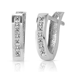 ALARRI 0.04 CTW 14K Solid White Gold Oval Huggie Earrings Diamond