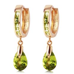 ALARRI 3.9 Carat 14K Solid Rose Gold Huggie Earrings Dangling Peridot