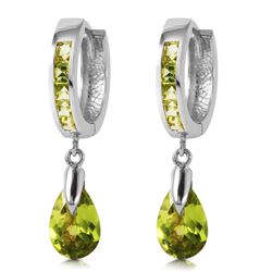 ALARRI 3.9 Carat 14K Solid White Gold Huggie Earrings Dangling Peridot