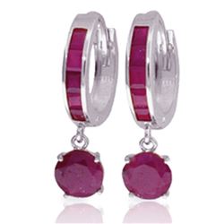 ALARRI 3.3 Carat 14K Solid White Gold Huggie Earrings Natural Ruby