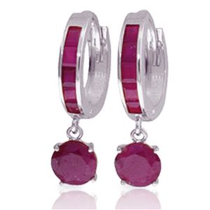 ALARRI 3.3 Carat 14K Solid White Gold Huggie Earrings Natural Ruby