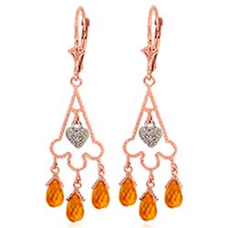 ALARRI 4.23 Carat 14K Solid Rose Gold Chandelier Diamond Earrings Citrine