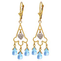 ALARRI 4.83 Carat 14K Solid Gold Chandelier Diamond Earrings Blue Topaz
