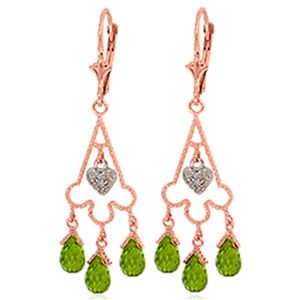 ALARRI 4.83 Carat 14K Solid Rose Gold Chandelier Diamond Earrings Peridot