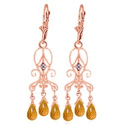 ALARRI 4.21 Carat 14K Solid Rose Gold Chandelier Diamond Earrings Citrine