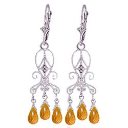 ALARRI 4.21 CTW 14K Solid White Gold Chandelier Diamond Earrings Citrine