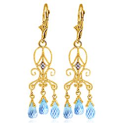 ALARRI 4.81 Carat 14K Solid Gold Chandelier Diamond Earrings Blue Topaz