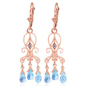 ALARRI 4.81 Carat 14K Solid Rose Gold Chandelier Diamond Earrings Blue Topaz