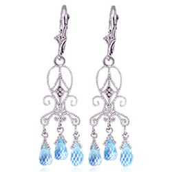 ALARRI 4.81 Carat 14K Solid White Gold Chandelier Diamond Earrings Blue Topaz