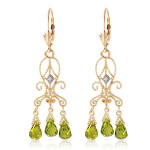 ALARRI 4.51 Carat 14K Solid Gold Chandelier Diamond Earrings Peridot